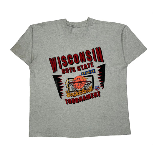 Vintage Basketball Tournament Unbranded Graphic T-Shirt - Large Grey Cotton