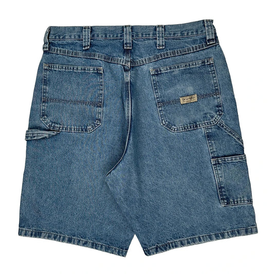Wrangler Double Knee Carpenter Shorts - 36W 10L Blue Cotton