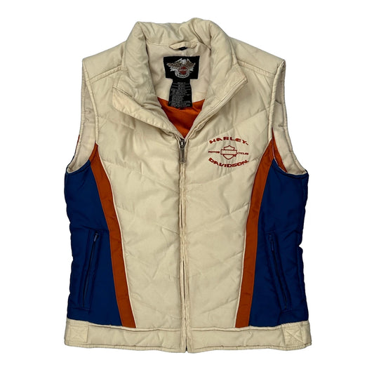 Vintage Harley Davidson Gilet - XS Cream Polyester