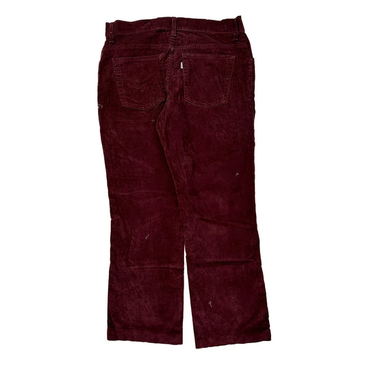 Levis Boot Cut Cord Trousers - 32″ Waist Burgundy Cotton