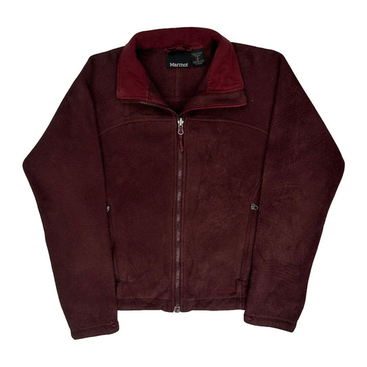 Vintage Marmot Fleece Jacket - Small Burgundy Polyester