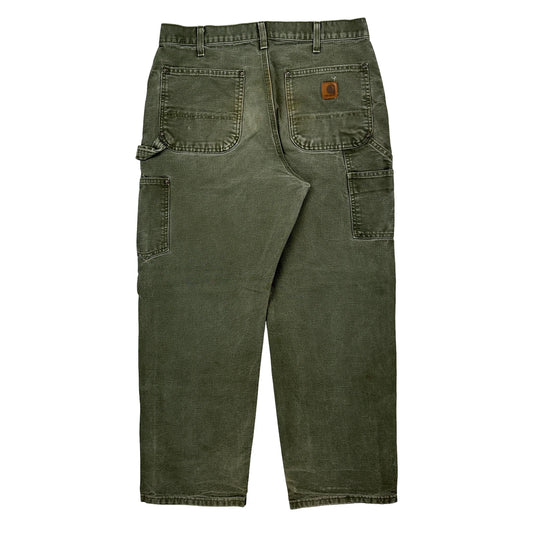 Carhartt B136 Mos Double Knee Carpenter Trousers - 32W 29L Green Cotton