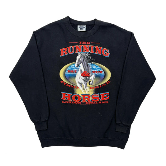 Running Horse Lee Graphic Sweatshirt - Large Black Cotton