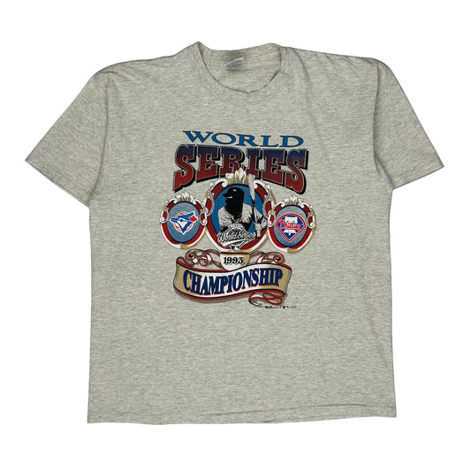 World Series 1993 Championship Gildan Graphic T-Shirt - XL Grey Cotton