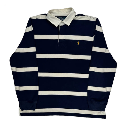 Polo By Ralph Lauren Striped Rugby Shirt - XL Navy Cotton