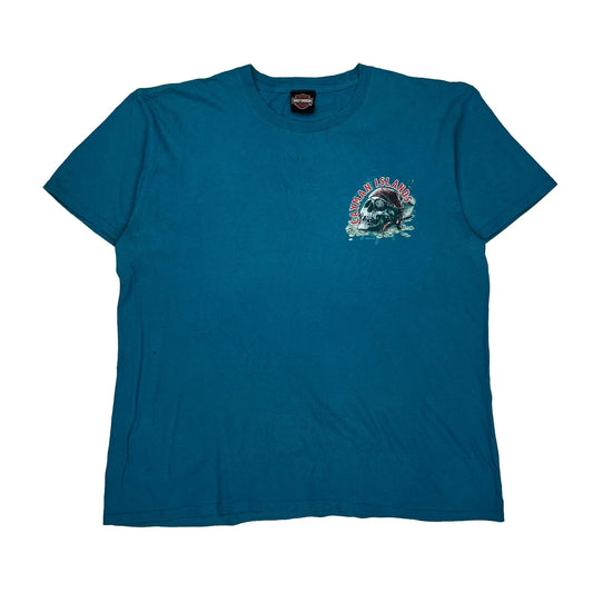 Grand Cayman Harley Davidson Graphic T-Shirt - Large Blue Cotton