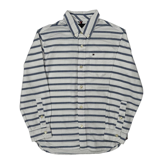 Age 8-10 Tommy Hilfiger Striped Shirt - Medium White Cotton