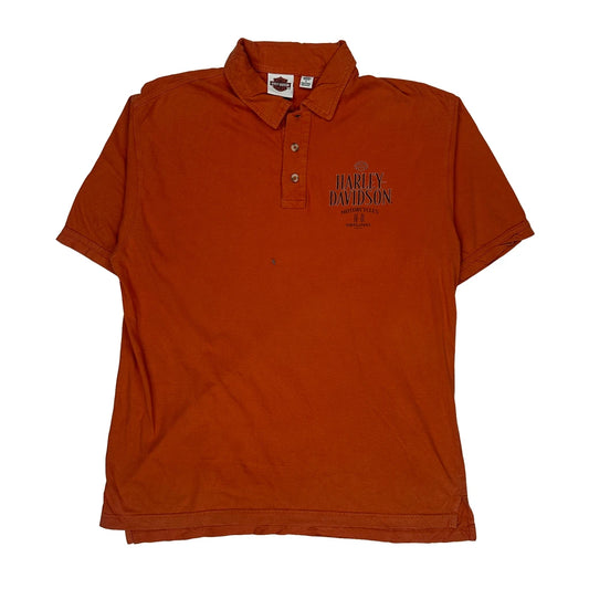 Danbury Connecticut Harley Davidson Polo Shirt - Large Orange Cotton Blend
