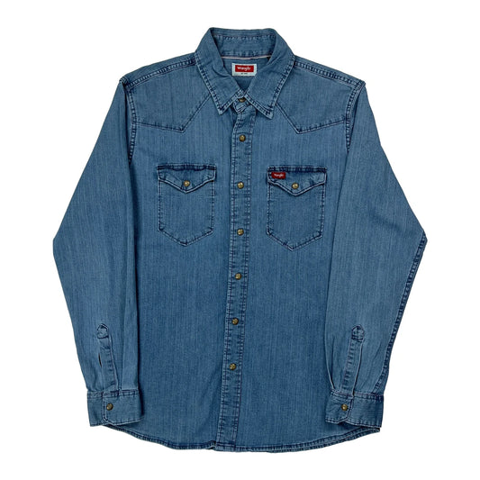 Wrangler Denim Shirt - Large Blue Cotton