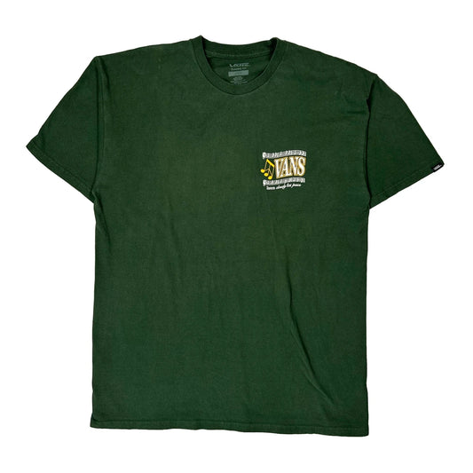 Off The Wall Sounds Vans Graphic T-Shirt - Large Green Cotton