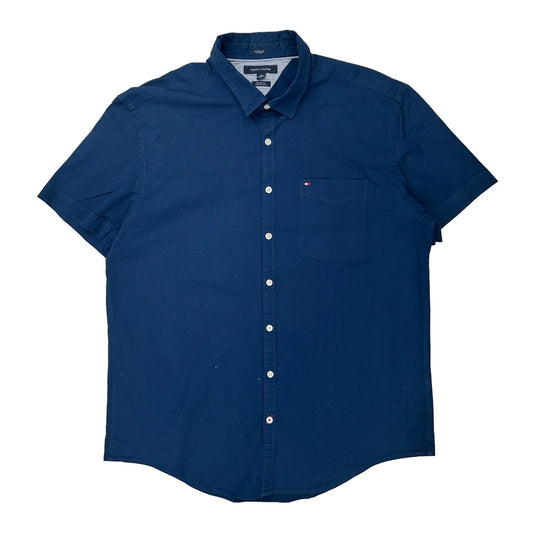 Tommy Hilfiger Slim Fit Short Sleeve Shirt - 2XL Blue Cotton
