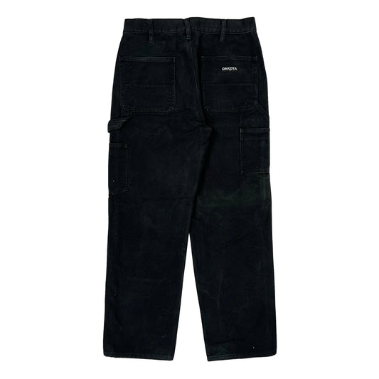 Dakota Grizzly Double Knee Cargo Trousers - 30W 32L Black Cotton