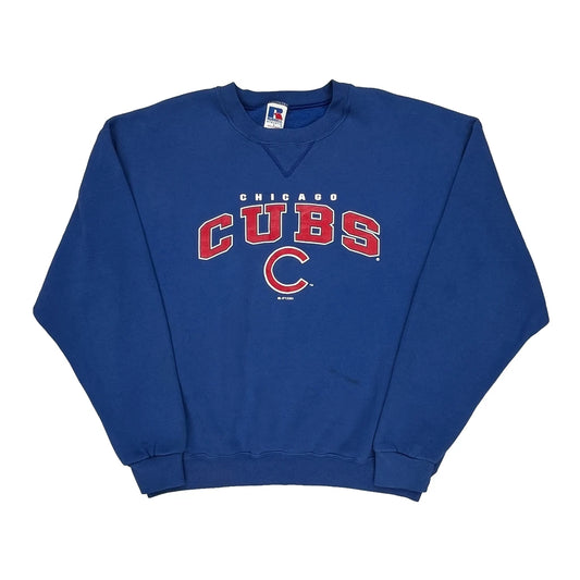 Chicago Cubs Russell Athletic Football Sweatshirt - Large Blue Cotton