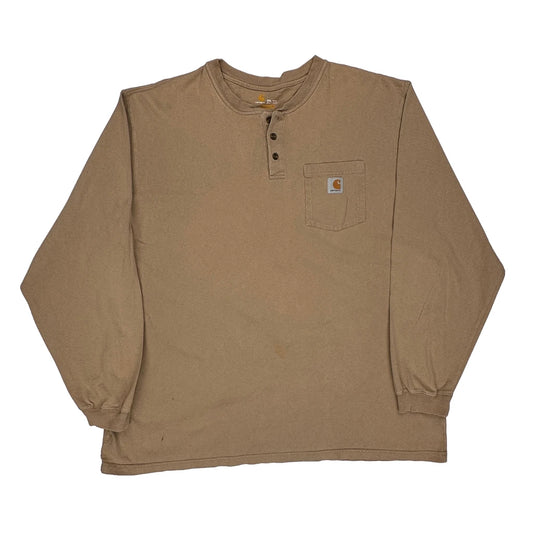 Carhartt Long Sleeve T-Shirt - 2XL Brown Cotton