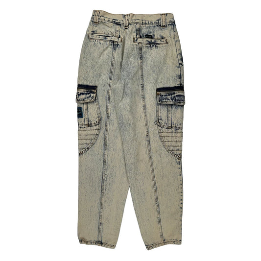 Blauer Cargo Trousers - 28W 30L Acid Wash Denim