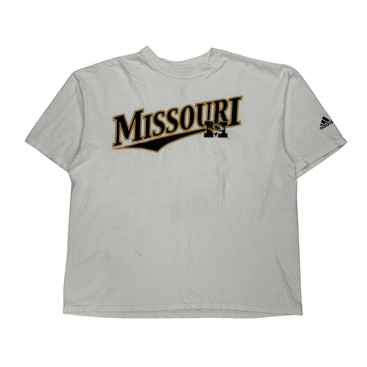 Vintage Adidas College T-Shirt - XL White Cotton