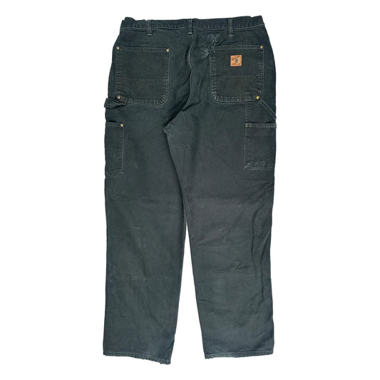 Vintage Blk Carhartt Double Knee Carpenter Trousers - 34W 31L Black Cotton
