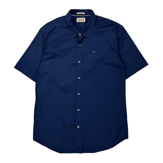 Tommy Hilfiger Short Sleeve Shirt - Large Navy Cotton