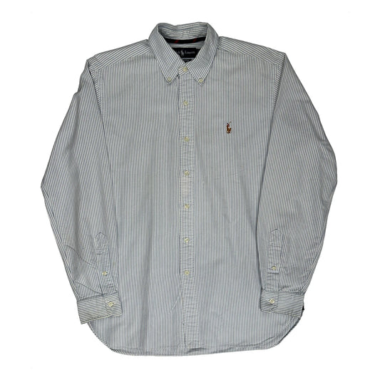 Classic Fit Ralph Lauren Striped Shirt - Medium Blue Cotton