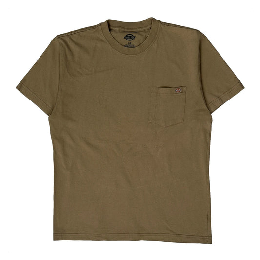 Vintage Dickies T-Shirt - Large Khaki Cotton