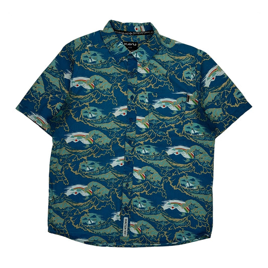 Kavu Hawaiian Shirt - Large Blue Cotton