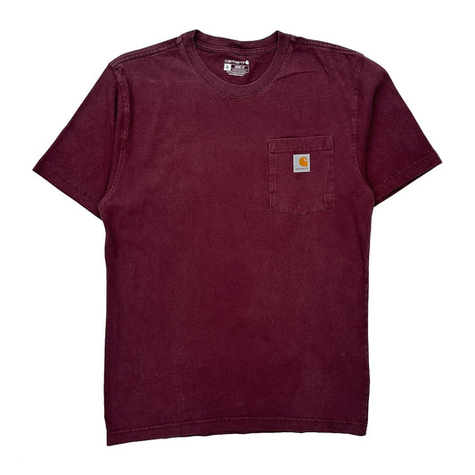 Carhartt T-Shirt - Small Burgundy Cotton