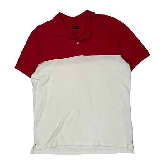 Levis Striped Polo Shirt - Large Red Cotton