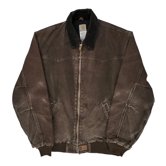 Faded Carhartt Dkb Santa Fe Bomber Jacket - XL Brown Cotton