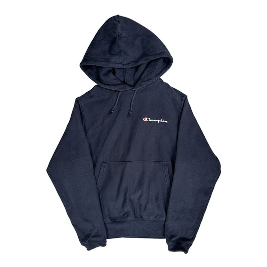 Reverse Weave Champion Hoodie - Small Navy Cotton