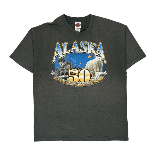 Alaska Harley Davidson Graphic T-Shirt - XL Grey Cotton Blend