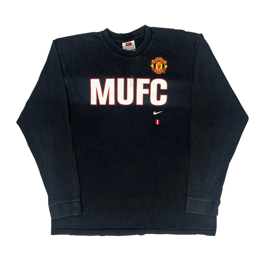 Manchester United Nike Football Long Sleeve T-Shirt - Large Black Cotton