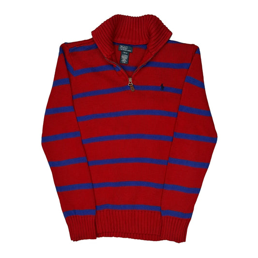 Age 14-16 Polo By Ralph Lauren 1/4 Zip - Large Red Knitted