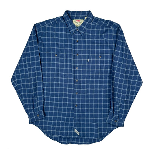 Vintage Levis Checked Shirt - XL Blue Cotton