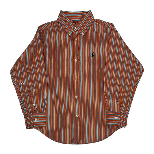 Age 5 Ralph Lauren Striped Shirt - Small Orange Cotton