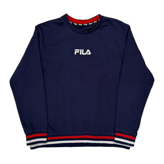 Fila Sweatshirt - Large Navy Cotton