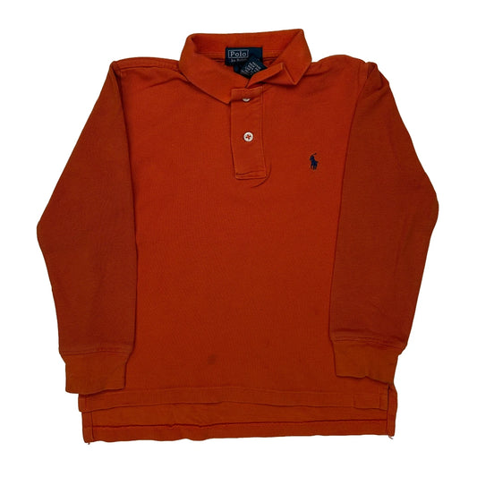 Age 5 Polo By Ralph Lauren Long Sleeve Polo Shirt - Small Orange Cotton