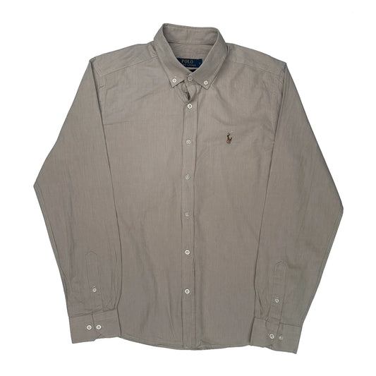 Polo By Ralph Lauren Slim Fit Shirt - Large Grey Cotton