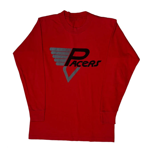 Vintage Pacers Unbranded Graphic Long Sleeve T-Shirt - Medium Red Cotton