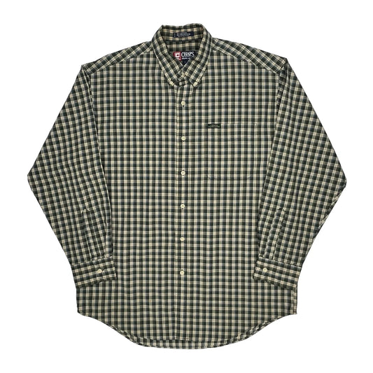 Chaps Ralph Lauren Checked Shirt - Large Green Cotton Blend