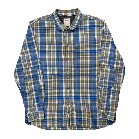 Vintage Levis Checked Shirt - XL Blue Cotton
