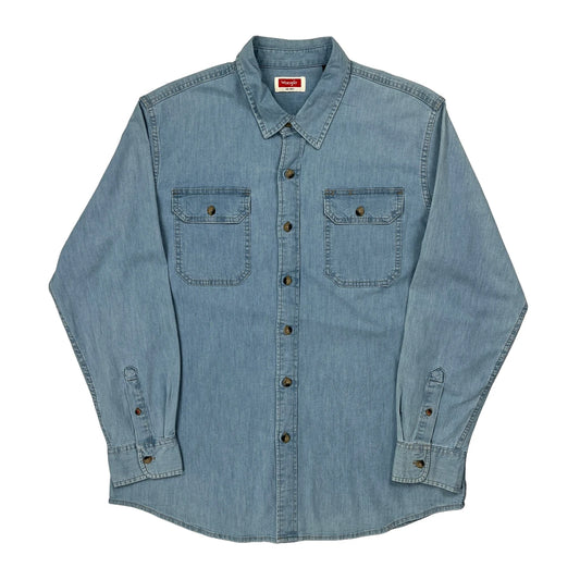 Wrangler Denim Shirt - Large Light Wash Denim