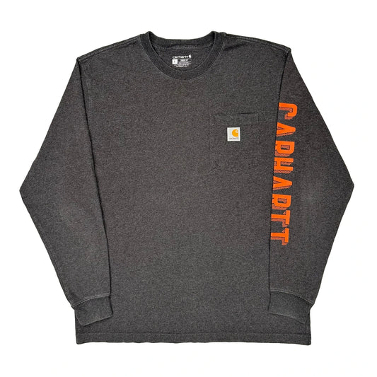 Carhartt Long Sleeve T-Shirt - Large Grey Cotton Blend
