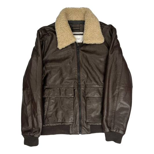 Vintage Calvin Klein Leather Jacket - Medium Brown Leather