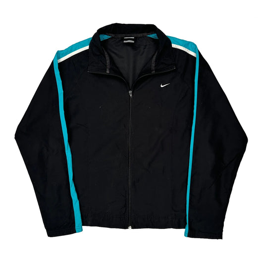 Nike Striped Track Jacket - Large Black Nylon