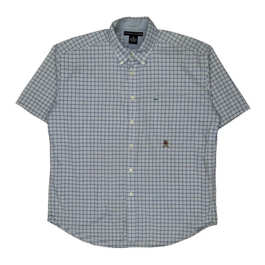 Tommy Hilfiger Checked Short Sleeve Shirt - XL Blue Cotton