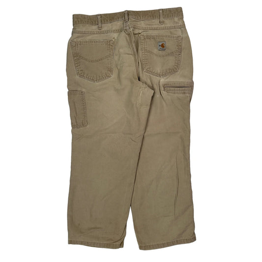 Carhartt Carpenter Trousers - 34W 28L Beige Cotton