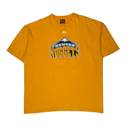Vintage Denver Nuggets Majestic Nba T-Shirt - 2XL Yellow Cotton