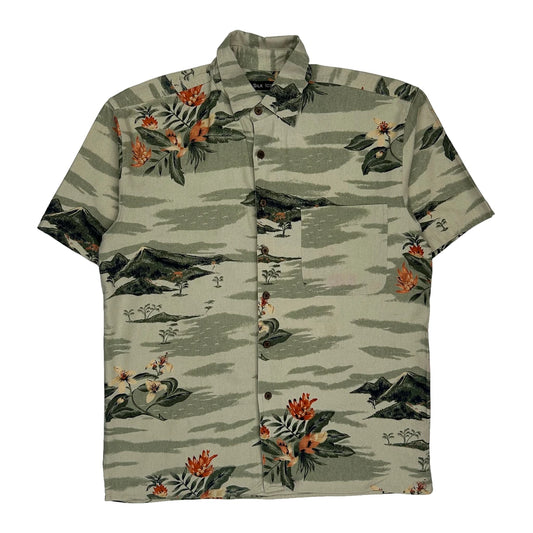 Silk Icon Floral Hawaiian Shirt - Medium Green Silk