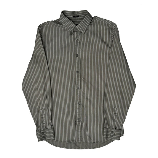 Armani Exchange Striped Shirt - Large Grey Cotton