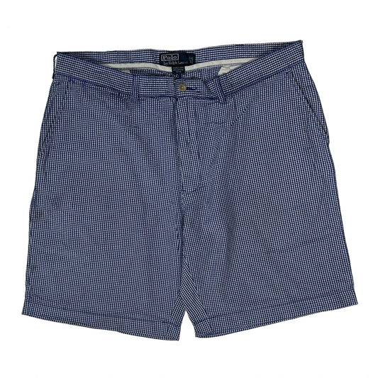 Polo By Ralph Lauren Checked Chino Shorts - 36W 9L Blue Cotton